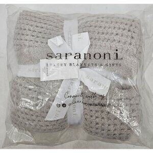 New Saranoni Waffle Knit Robe Womens Large Moonbeam Light Grey